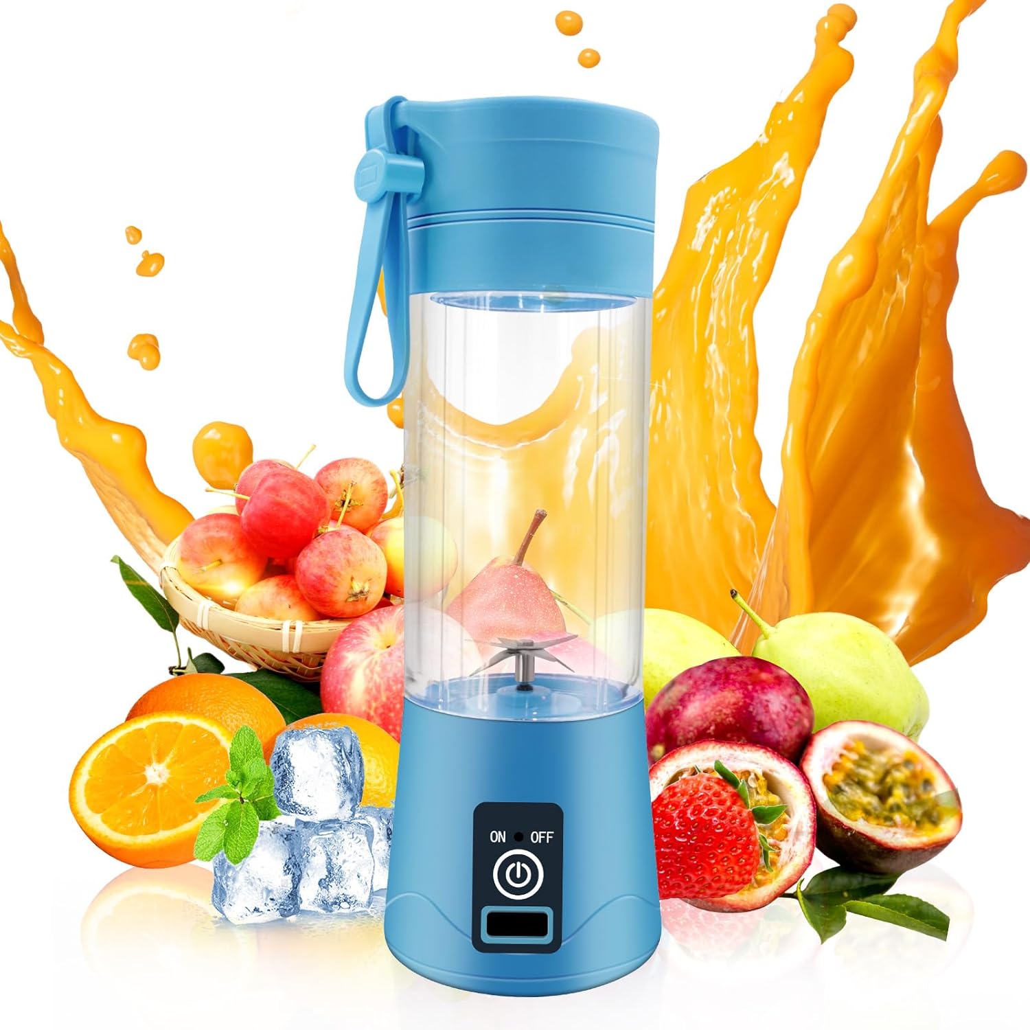 Portable Blender,Personal Blender for Shakes and Smoothies,Personal Size Blenders with USB Rechargeable Mini Fruit Juice Mixer, Mini Juicer Smoothie Blender Bottles Travel 380ML (i.e. 12.8 Ounces)
