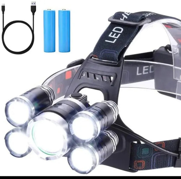 Head Lamp with 5 Light Source and 4 Modes - Waterproof