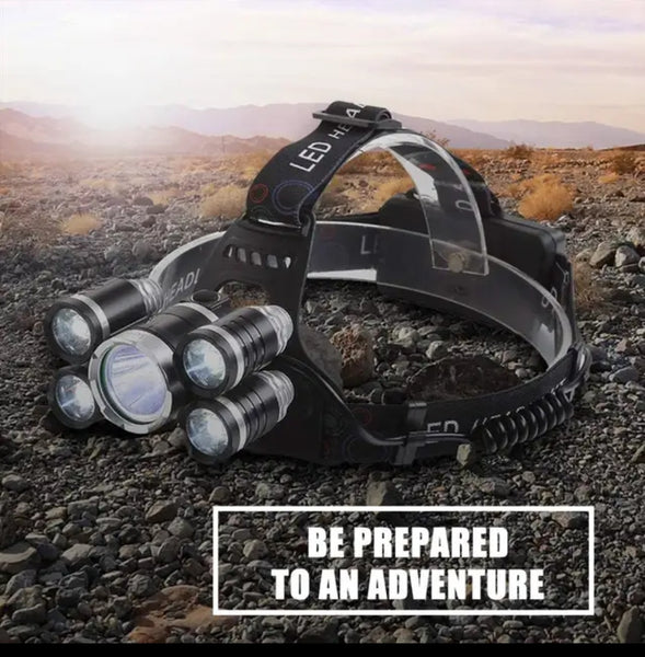 Head Lamp with 5 Light Source and 4 Modes - Waterproof