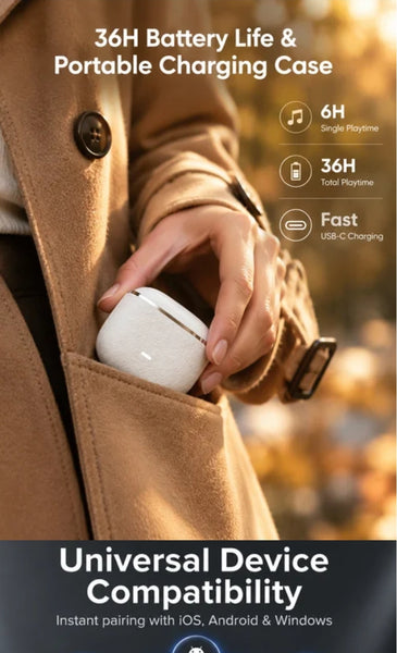 Earbuds -Luxury 3D Surround Sound Earbuds with Great Bass For Listening To Music - Bluetooth 6.0  Hi-Fi Clear Sound  for Talking - Dual Mic ENC Noise Canceling!